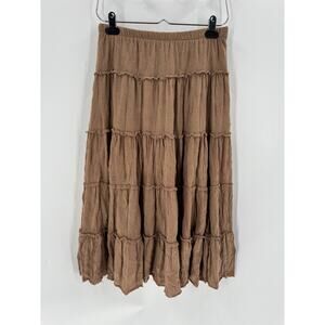 Cha Cha Vente Skirt Womens Small Brown Tiered Peasant Boho Stretchy Y2K Knit